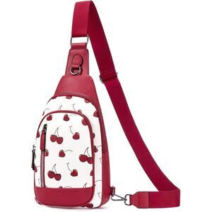Women Cherry Imported Faux Leather Unique Sling Cross Body Backpack